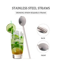 Соломинки из нержавеющей стали Десертные ложки многоразовые трубочки для коктейля сервировочная Кухня барбекю вечерние бар для барбекю