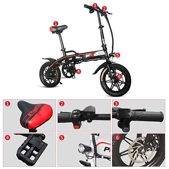 Мини-электро-велосипед 14 дюймов алюминиевый складной электрический велосипед 350 Вт Мощный мотор 36V10A литиевая батарея электрический велосипед Взрослый городской скутер