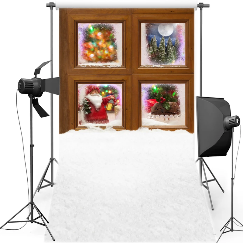 

MEHOFOTO Window Snow New Fabric Flannel Photography Background Merry Christmas Backdrop Vinyl For Family photo studio ST441