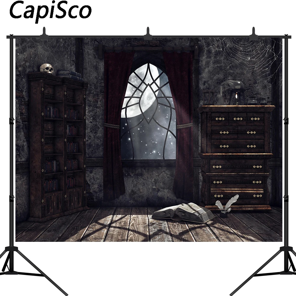 

Capisco старый книжная полка фон для фотосъемки Хэллоуин, привидения дом паук веб-фото декорация фотографический реквизит