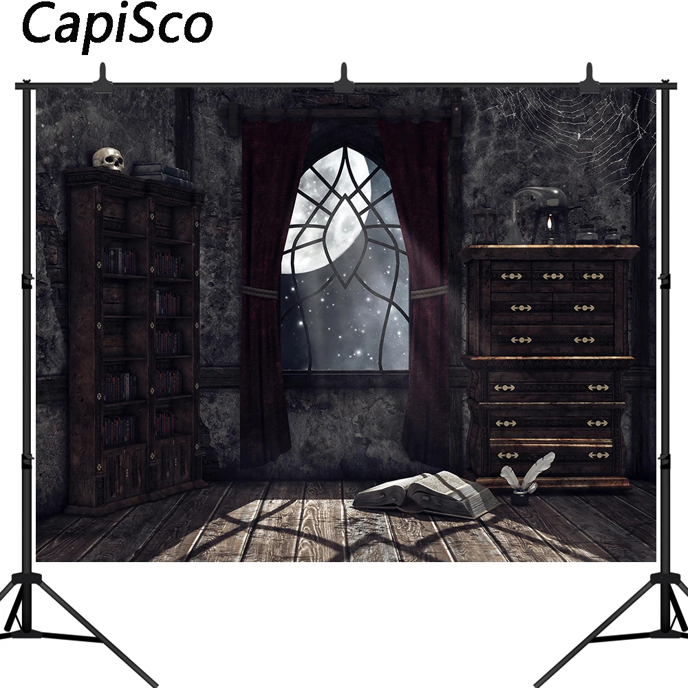 Capisco старый книжная полка фон для фотосъемки Хэллоуин привидения дом паук веб