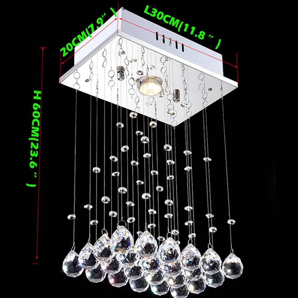 Современный светодиодный хрустальный потолочный Хрустальная хрустальная люстра, светильник для гостиной столовой прямоугольная домашняя лампа осветительные приборы - Цвет абажура: L30CM  H60CM
