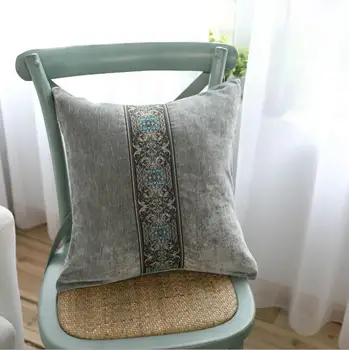 

45x45/60x60cm beige/grey/blue/green retro embroidered cushion cover sofa waist pillow cover decorative lumbar pillowcase