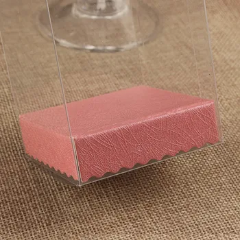 

8*8*8cm 50pcs clear plastic PVC cake and candy boxes with Paper Base for wedding decoration and bakery product gifts diaplay box