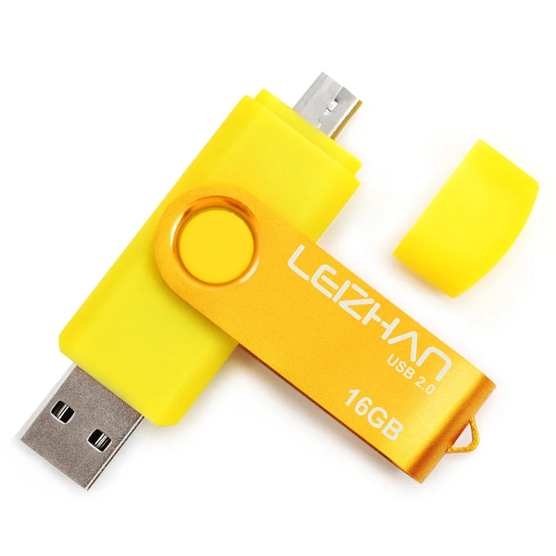 LEIZHAN 128 ГБ Micro USB флеш-накопитель 64 ГБ 32 ГБ 16 ГБ 8 ГБ 4 ГБ Android флеш-накопитель фото-карта USB 2,0 карта памяти OTG Мобильный накопитель - Цвет: Цвет: желтый