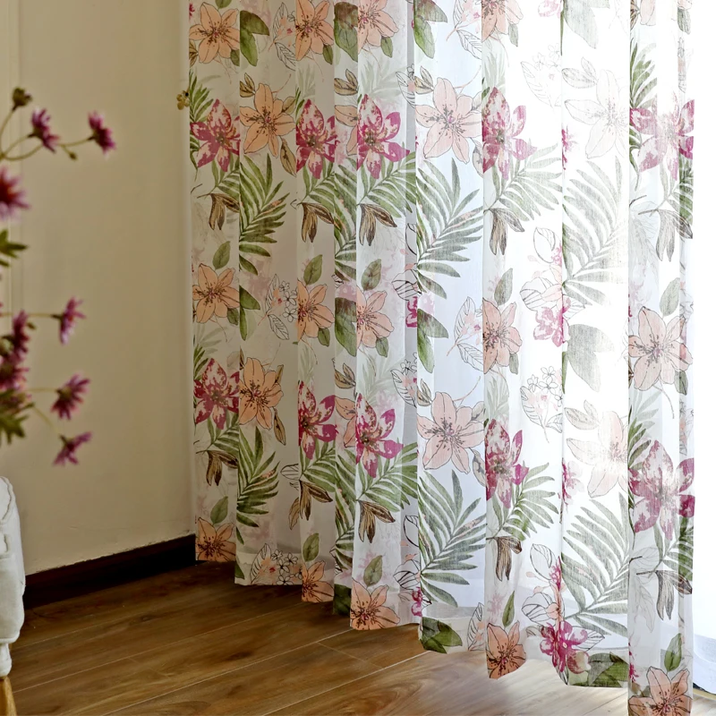 

Занавески на заказ, пасторальные, романтичные, хлопковые, с цветами, листьями, современные, для гостиной, спальни, для окон, тюлевые, сплошные шторы M637