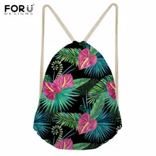 FORUDESIGNS/рюкзаки зеленого цвета с тропическим принтом для девочек, новинка года, модный шнурок, сумки для школьников, сумка для хранения