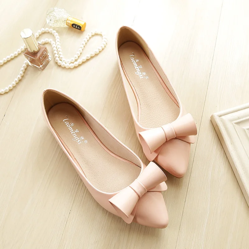 

Korean Version New Women Flat Shoes PU Leather Feminine Shoes All Season Woman Footwear Boat Shoes Elegant Sweet Point-Toe