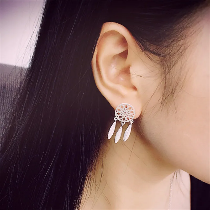 Korean Gold And Silver Plated Leave Stud Earrings Fashion Statement