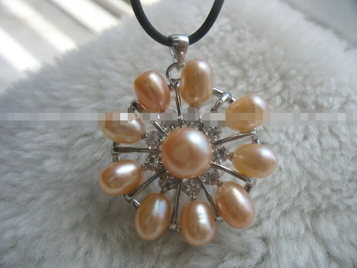 

UNIQUE! freshwater pearl pink sun necklace 18 " ^^^@^Noble style Natural Fine jewe FREE SHIPPING