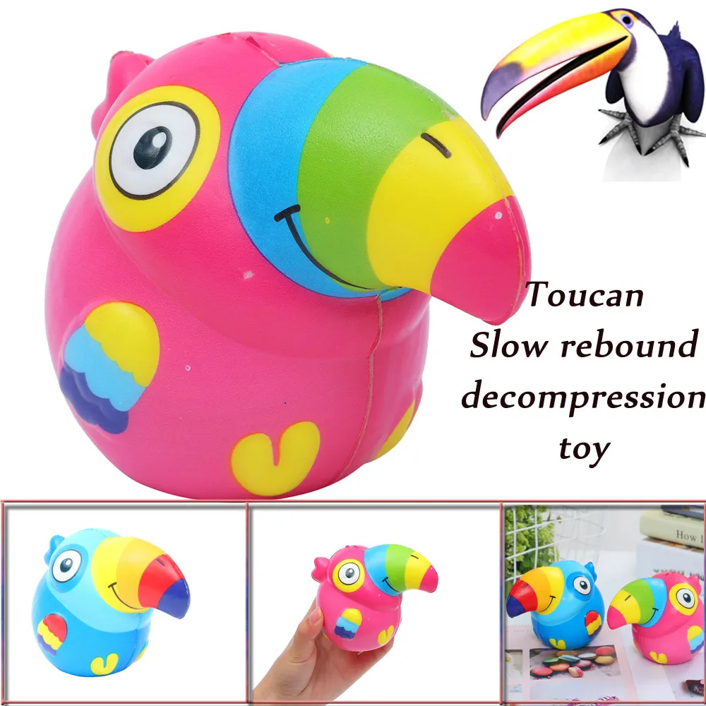Симпатичные Squeeze различные цвета Тукан ароматизированный медленно поднимающийся снятие стресса игрушечные лошадки JAN25