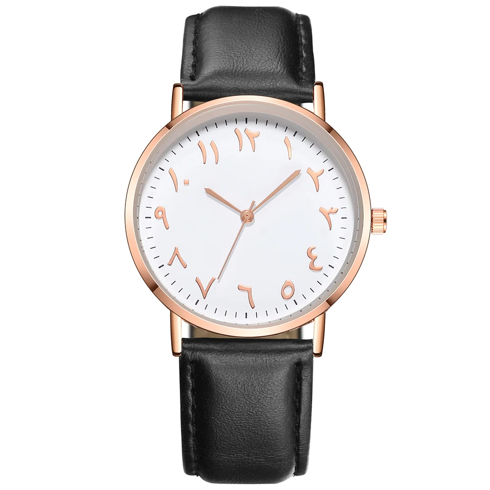 Luxury Brand Arabic Numbers Watches Women Fashion Genuine Leather