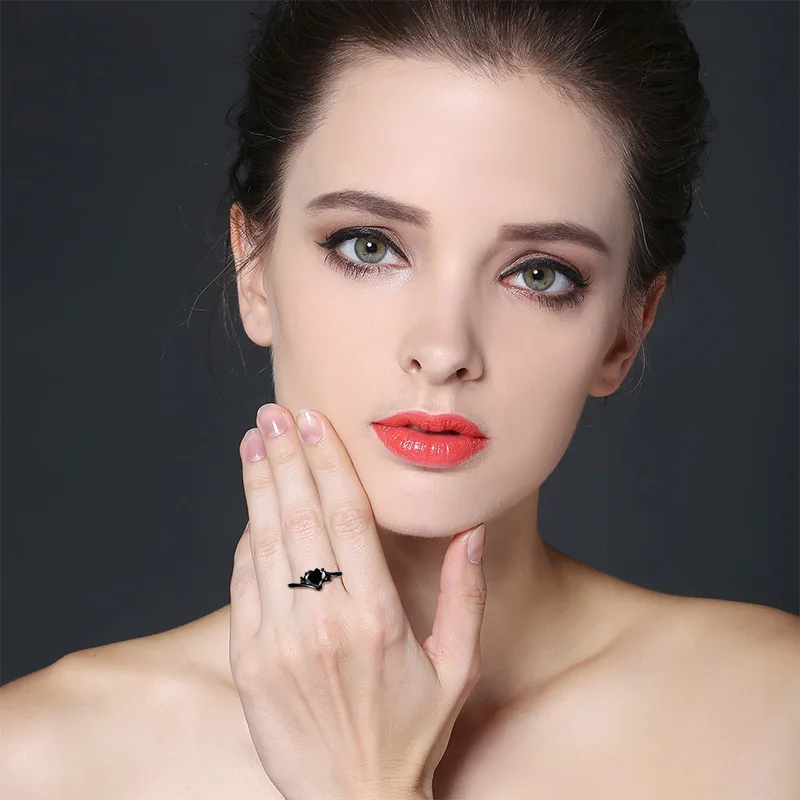 MDEAN Black Gold Color Engagement Rings For Women black AAA Zircon Jewelry Fashion Women Wedding Ring Size 6 7 8 9 10 H519