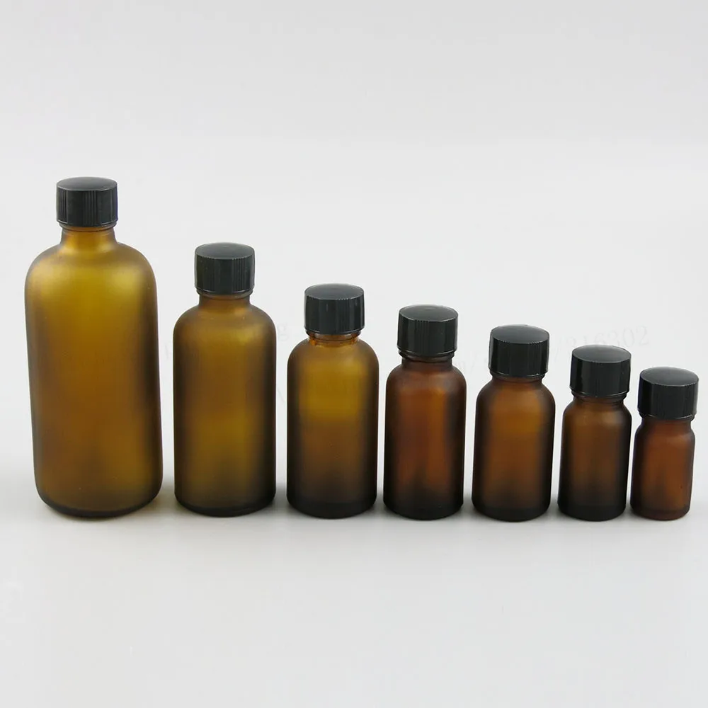 Empty Frost Amber Glass Nail Polish Bottle With Brush Cap 12pcs 5ml 10ml 15ml 20ml 30ml 50ml 100ml for Nail Art
