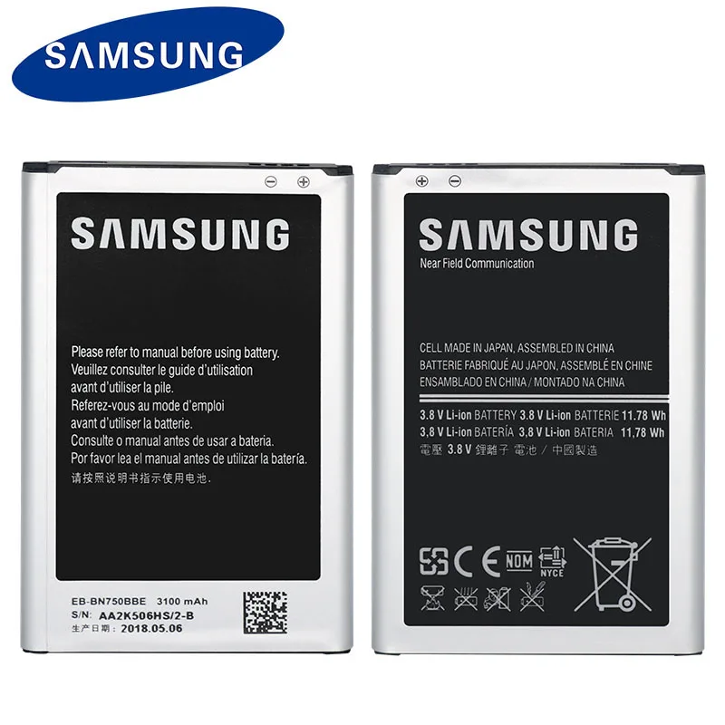 Samsung сменный аккумулятор для Galaxy Note 3 Neo N750 N7508V SM-N7505 N7502 EB-BN750BBC EB-BN750BBE 3100 мАч с NFC