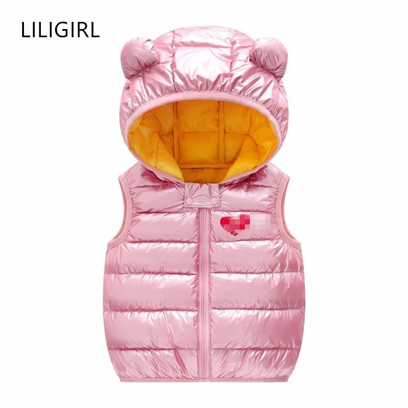 LILIGIRL Baby Boys Down-Cotton Vest and Girls Print Waistcoats Hooded Kids Jackets Coat for Winter Children Warm Tops Clothes