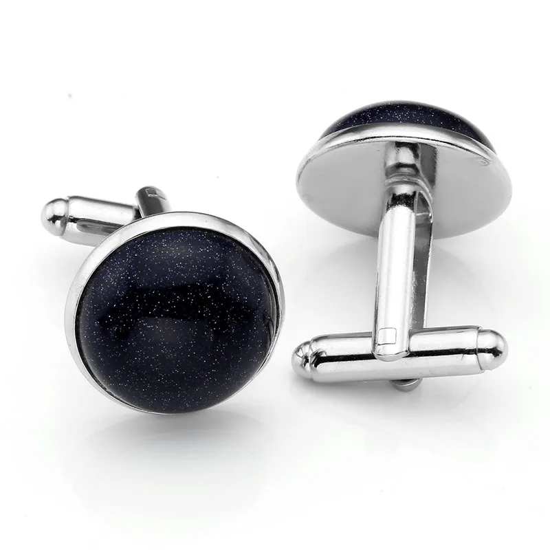 Ayliss 1 pair Natural Blue Sand Stone Men's Classic Stainless Steel