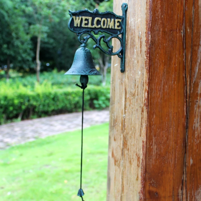 Дверной звонок железное художественное украшение для стен винтажные колокольчики садовая вилла квартира Добро пожаловать качающийся колокол Европейский стиль деревенский ретро атмосфера