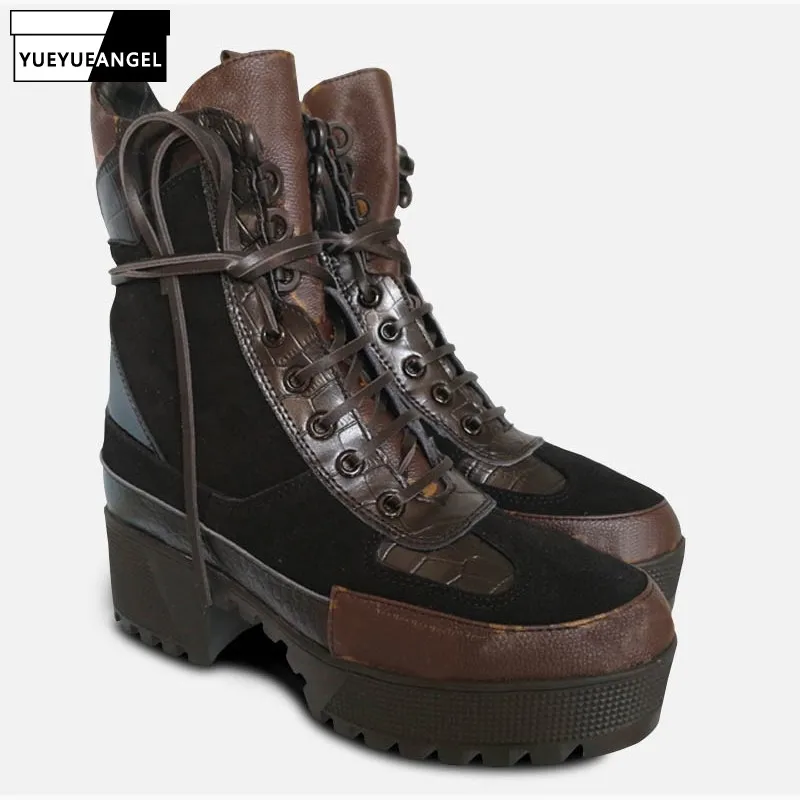 

Luxury Famous Brand Shoes Fashion Leather Thick Heel Women Boots High Heel Shoes Round Toe High Quality Boots Riding
