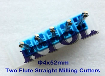 

10pc 4*52mm Two Straight Flute End Mill Carbide Engraving Cutters CNC Router Bits for Wood MDF Foam Long Milling Cutter Tools
