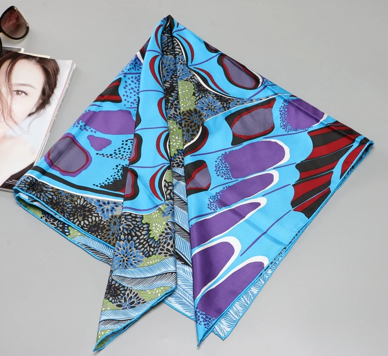 Ручная свернутая кромка женский шелковый шарф Обертывания 3" большой квадратный шелковый платок хиджаб головной платок шарфы