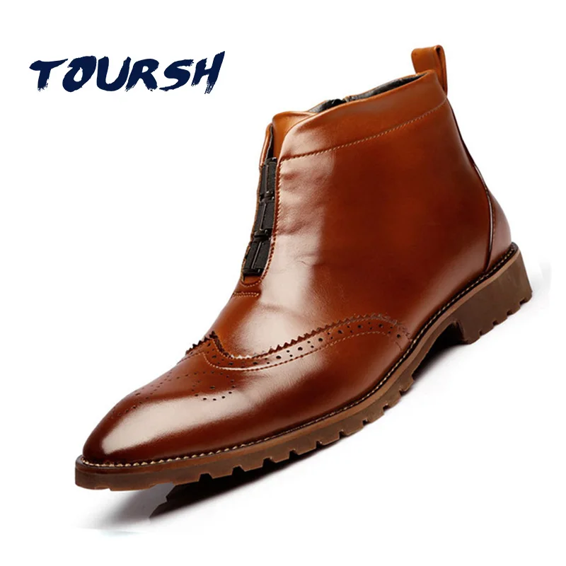 

TOURSH 2018 Men Shoes Motorcycle Boots Vintage Combat Boot Split Leather Boot Outdoor Ankle Boots Leisure Martin Tenis Masculino