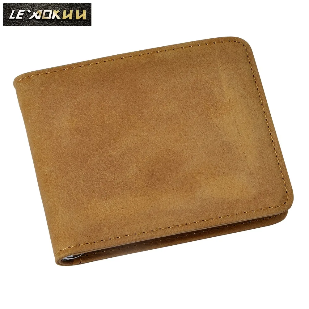 

New Genuine Leather Unisex Money Gift Wallet Clip Card Holder Case Design Front Pocket Wallet Mini Slim Purse Male 1055l