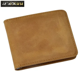 

New Genuine Leather Unisex Money Gift Wallet Clip Card Holder Case Design Front Pocket Wallet Mini Slim Purse Male 1055