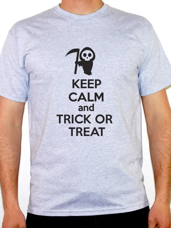 Мужская футболка с надписью Keep Calm And Trick Or Treat 100% хлопок горячая распродажа