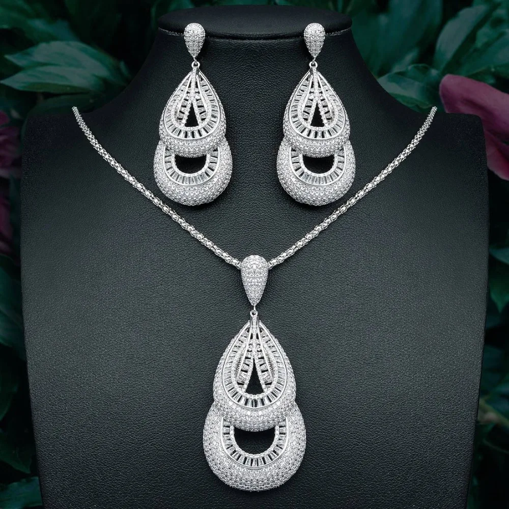 ModemAngel Роскошные водный кулон Цепочки и ожерелья серьги полный Micro AAA кубического