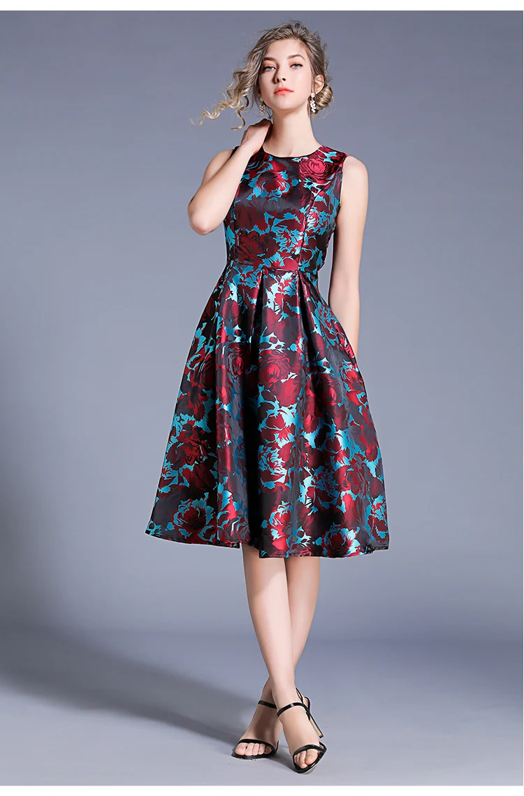Тренч Платье с принтом дизайнерское женское приталенное подиумное платье без рукавов Роскошные вечерние с розой