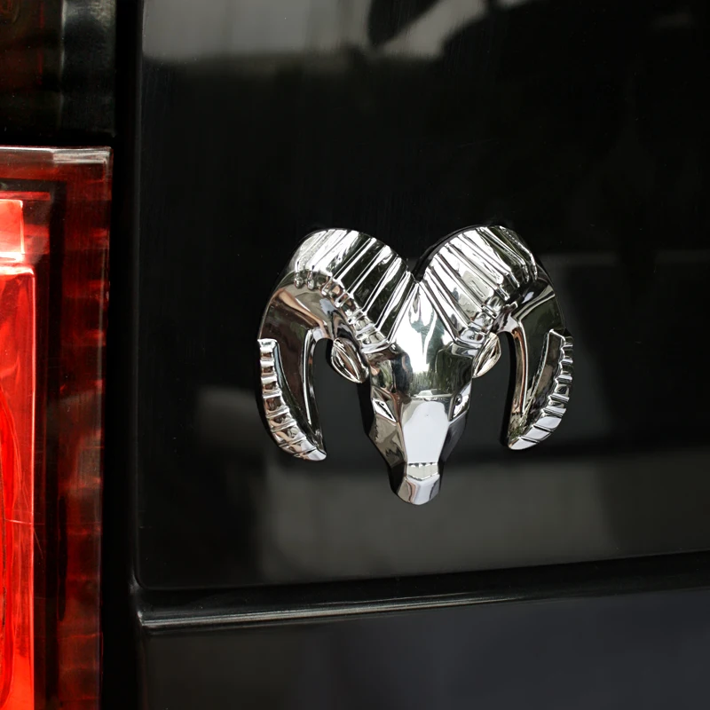 

3D Car Head Grill Tailgate Stickers Metal Emblem Refitting Metal Chrome Badge Emblem Sticker Ram head for Dodge Ram 1500 Caliber