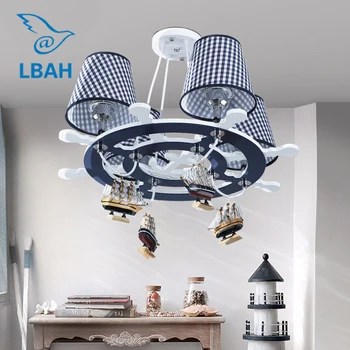 

The new Mediterranean rudder LED droplight of children room The boy bedroom lamps shield an eye creative cartoon art