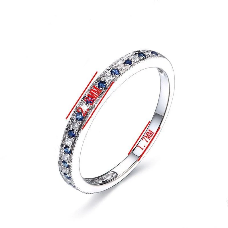 Стерлинговое Серебро 925 Pave 0.2CT натуральные бриллианты& сапфиры обручальные свадебные женские модные ювелирные изделия кольцо