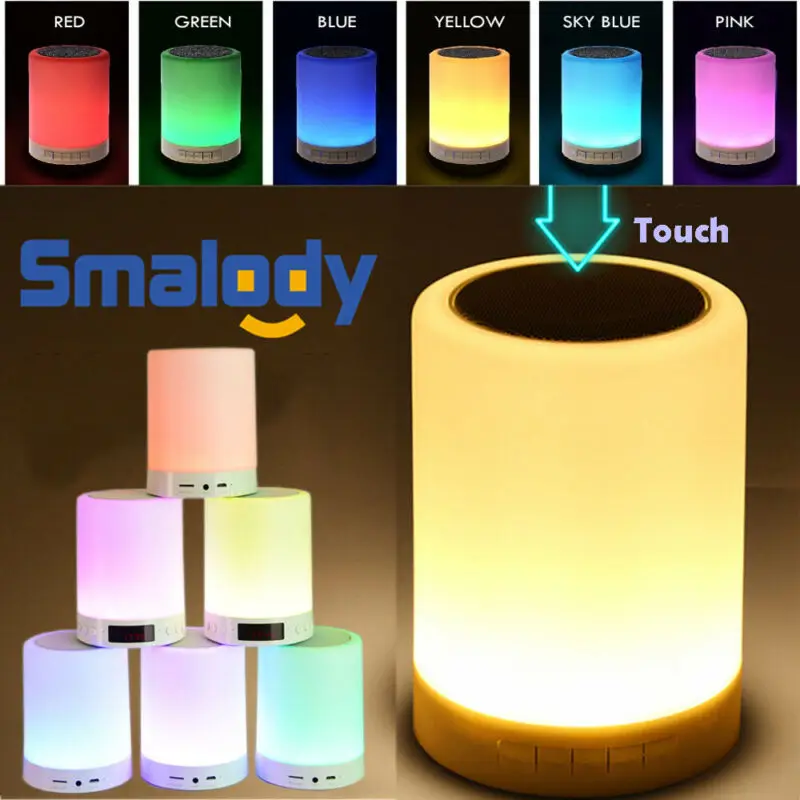 

2019 Brand New Style Mini Wireless Bluetooth Speaker LED Night Lights Color Changing with Alarm Clock