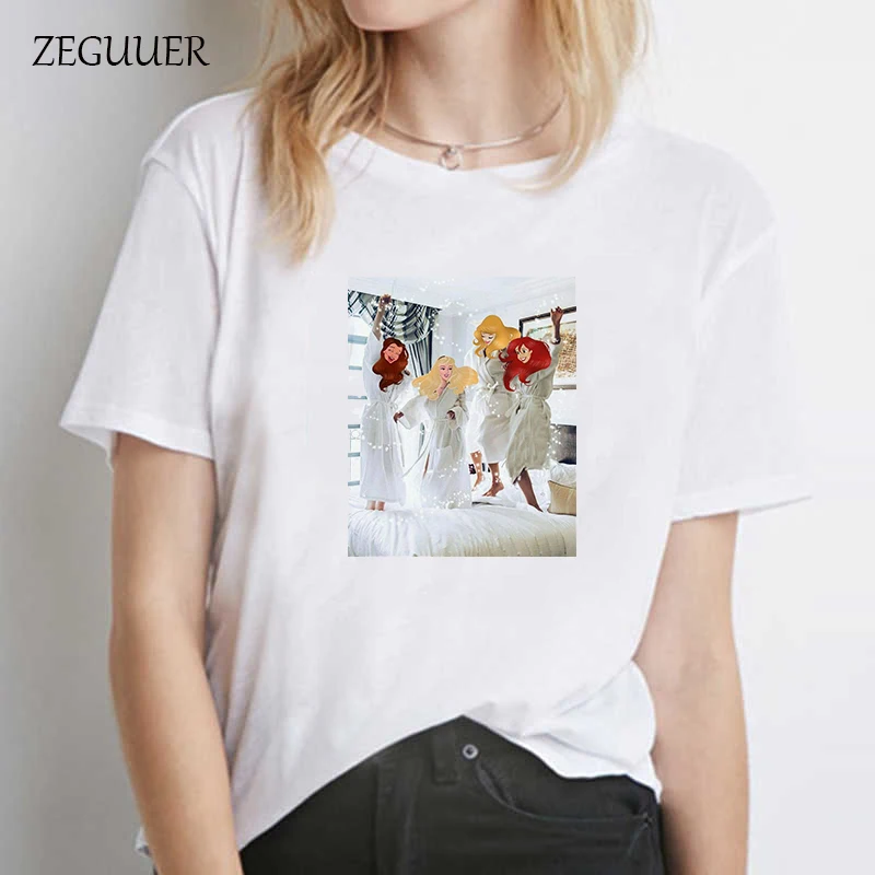 

Korean Kawaii Cinderella Princess Street Fashion Cotton Tshirt Women's Clothes Summer Women's Short Sleeve Harajuku T Shirt