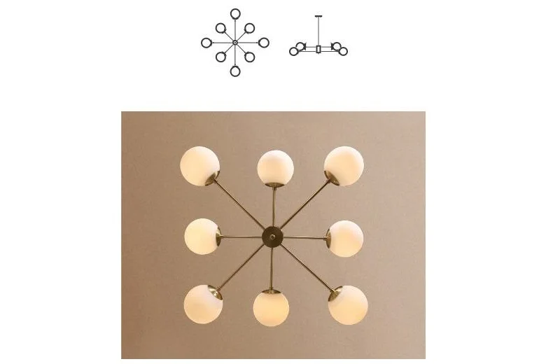 Bola de Vidro Pós-moderna Criativo Feijão Mágico Lustre Estilo Nórdico 13 Cheap Lustres
