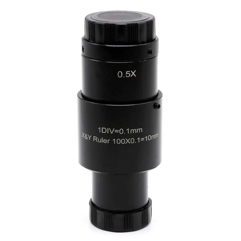 

0.5X Reduction Lens Microscope Eyepiece Adjustable 0.5X C-mount Lens 23.2mm with Cross Ruler 0.1mm Micrometer Reticle Scale