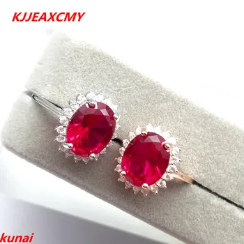 

KJJEAXCMY fine jewelry 925 Silver inlaid with red corundum women's ring color jewelry simple and generous.