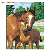 HELLOYOUNG DIY Ручная роспись маслом лошади-прижимает цифровая живопись по номерам Масляные картины китайские картины-свитки