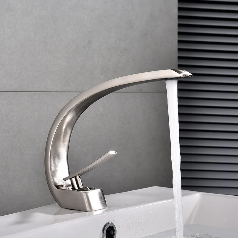Basin Faucets Modern Bathroom Sink Mixer Tap Brass Washbasin Faucet Single Handle Single Hole Elegant Crane For Bathroom E