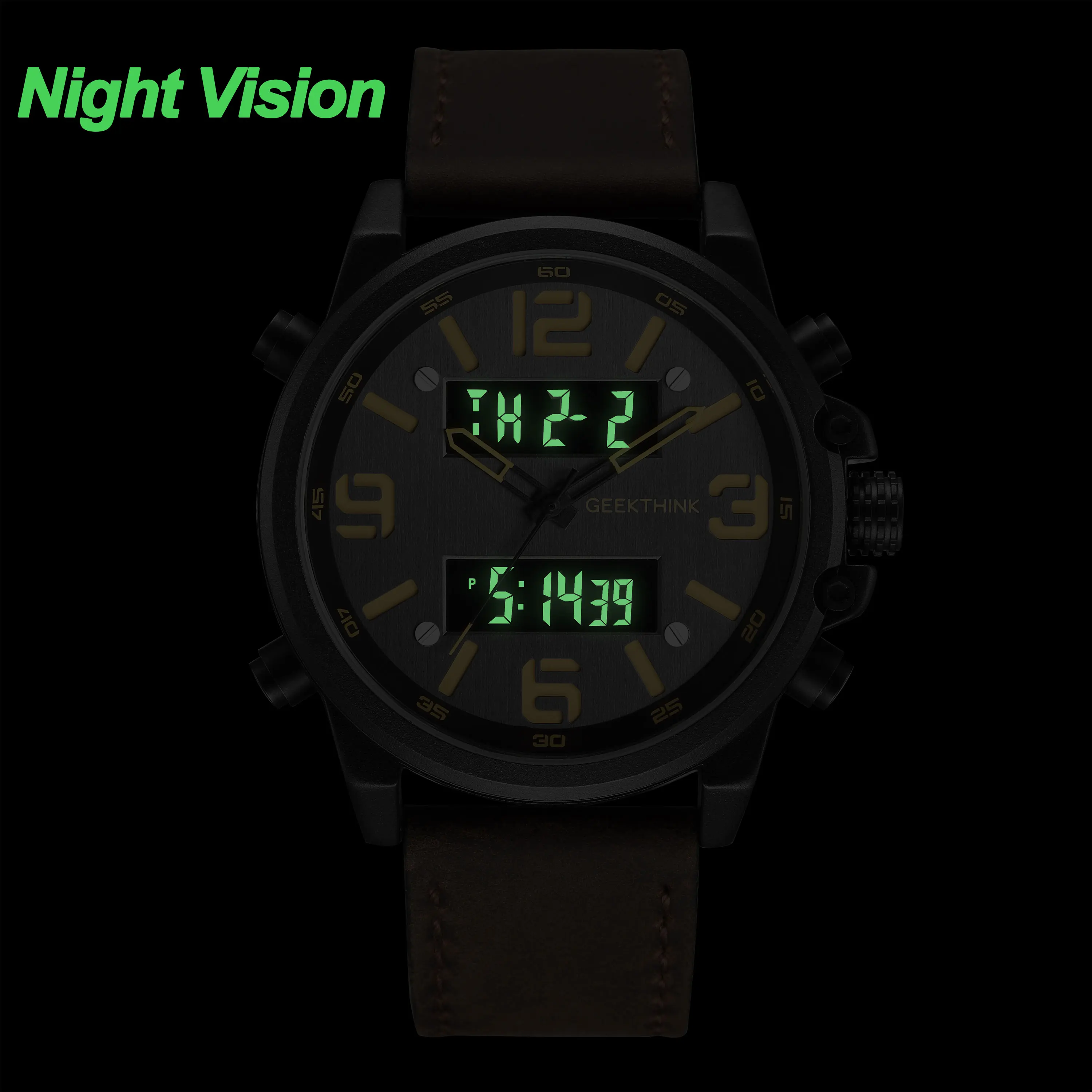 Военные мужские спортивные кварцевые часы мужские кожаные часы Relogios Masculino Digital Dual Move Мужские t
