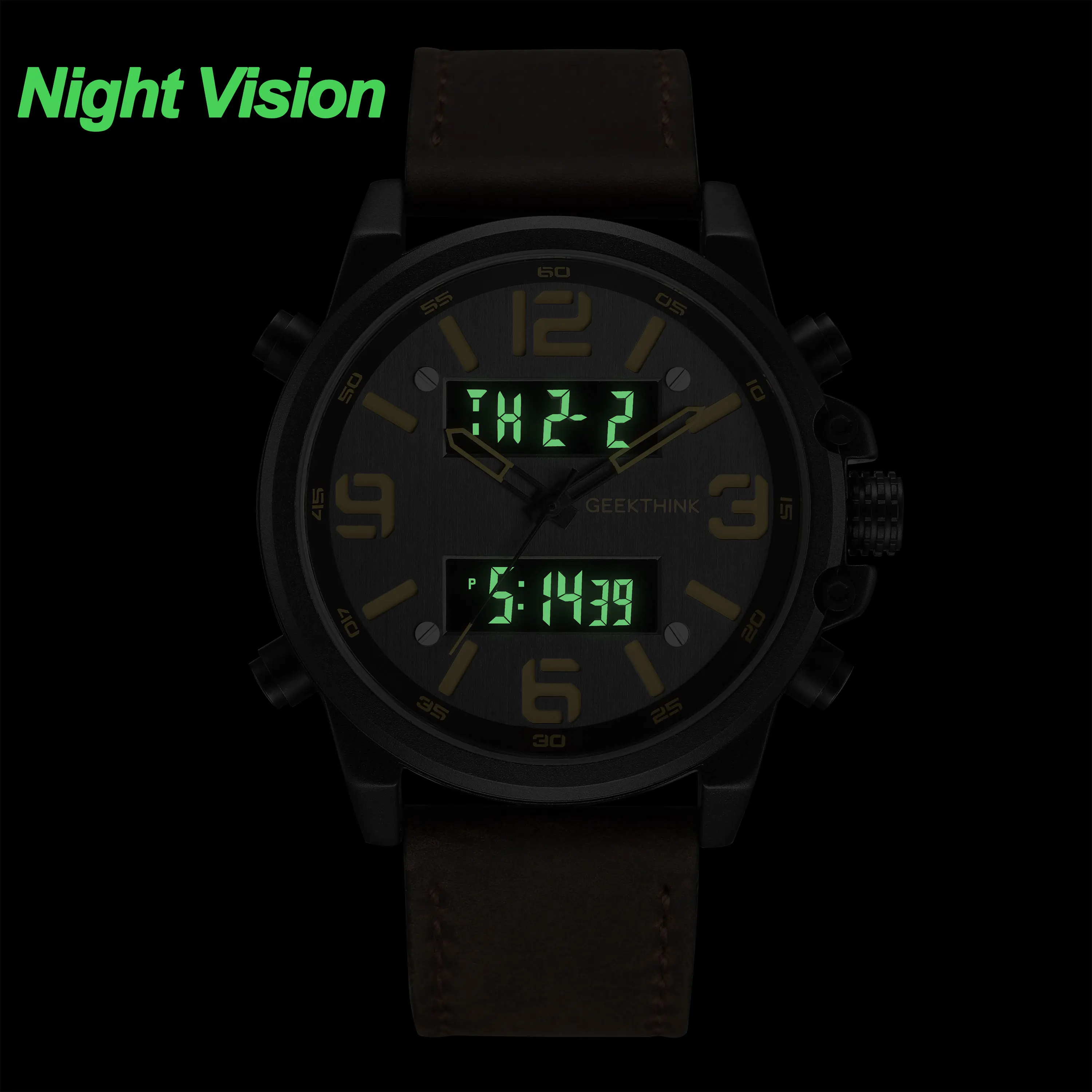  2019 Military Men's Sports Watches Quartz Man Leather Band Relogios Masculino Digital Dual Movement