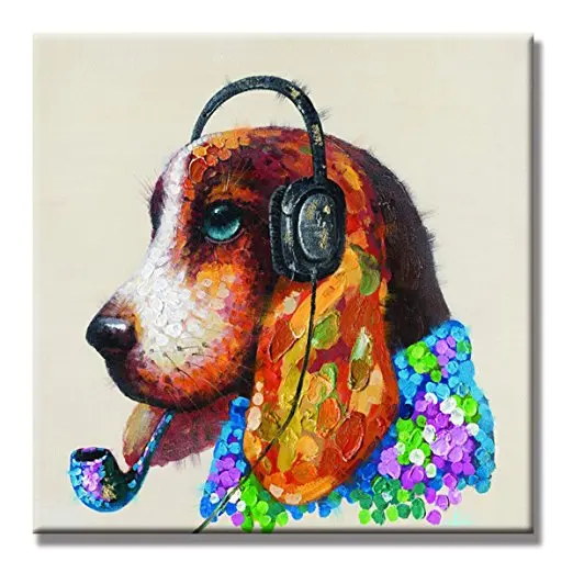 

Lovely Dog Oil painting Wall Pictures Canvas Paintings For Living Room Wall Art Dog Pet Pictures Modern Abstract Handpainted