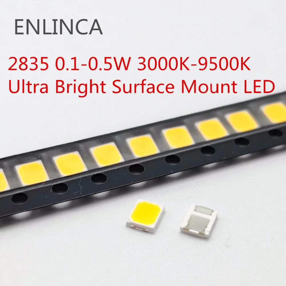 

100pcs 0.1W - 0.5W SMD LED 2835 Chips 1/2W 0.2W 3000K 9000K 3V beads light White Surface Mount PCB Light Emitting Diode Lamp