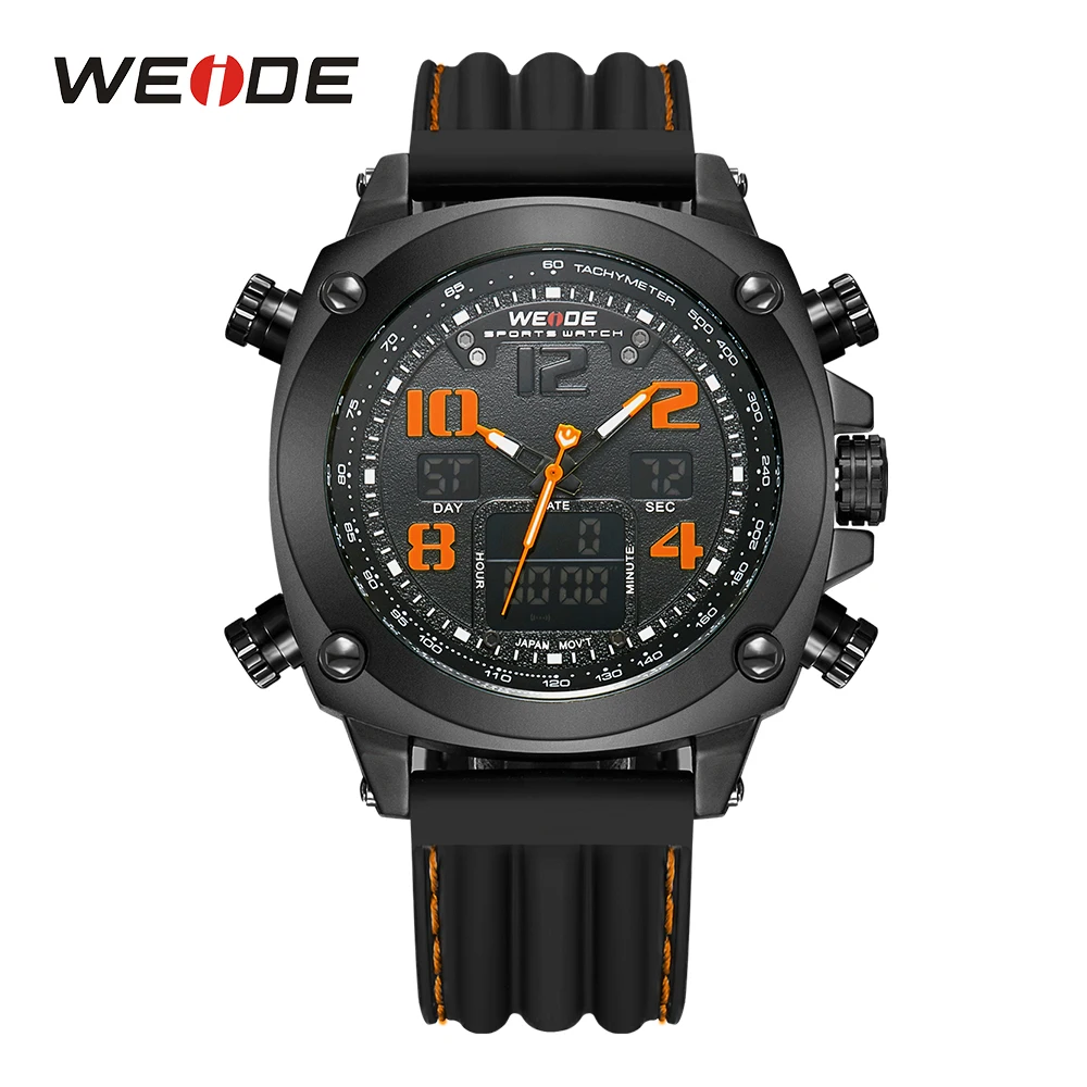 

WEIDE Luxury Brand Military Men's Quartz Analog Digital Waterproof Silicone Strap Alarm Clock Sports Watches Relojes Para Hombre