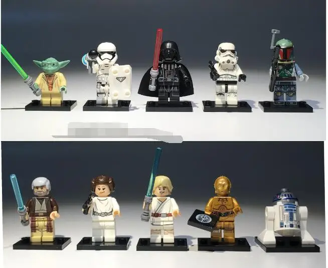 

10pcs/lot star Wars Building Blocks Darth Vader clone troopers Obi-Wan Leia diy figures Models Bricks Kids DIY Educational Toys