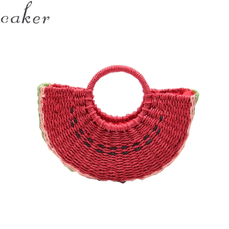 

Caker Brand 2019 Fashion Style Women Large Big Watermelon Half Circle Straw Bags Summer Casual Beach Bags Drop Shipping