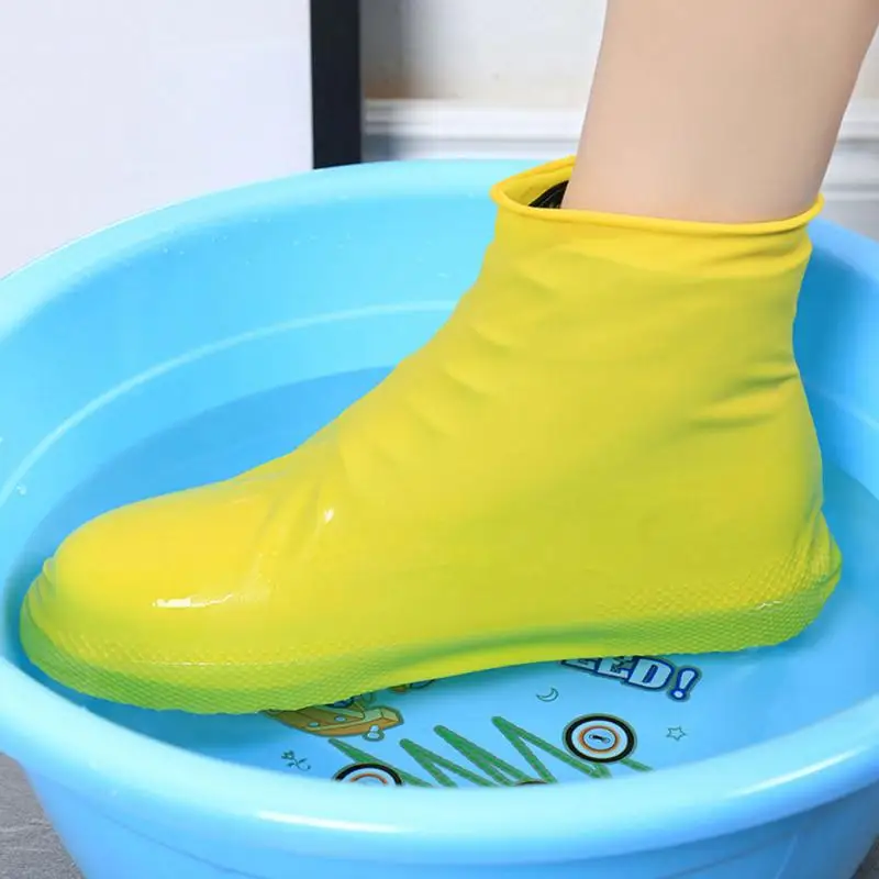 

1pair Reusable Waterproof Protector Shoes Boot Cover Unisex Zipper Rain Shoe Covers High-Top Anti-Slip Rain Shoes Cases