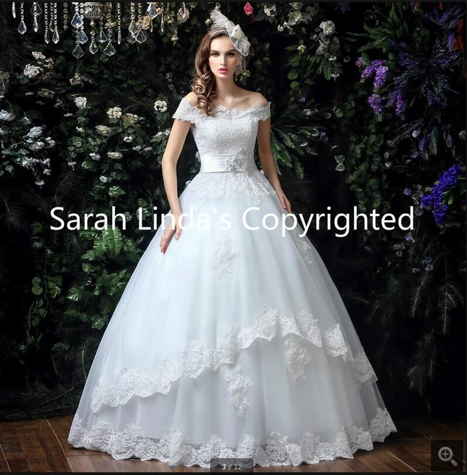 ボールガウンレースアップリケビーズウェディング肩ふくらんで花嫁のドレスささやかなコルセット新しい花嫁のドレスベストセラー Bride Gowns Beaded Wedding Dressbest Selling Wedding Dress Aliexpress